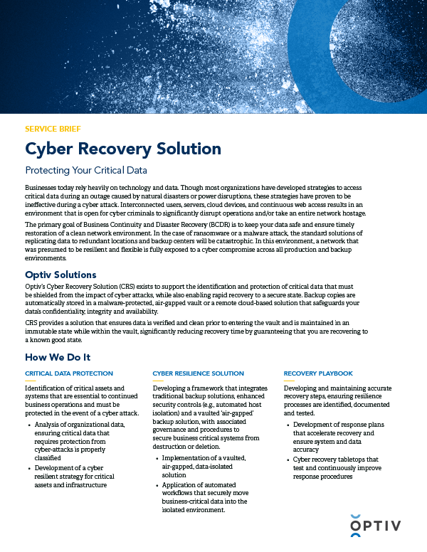 Cyber Recovery Solution | Optiv